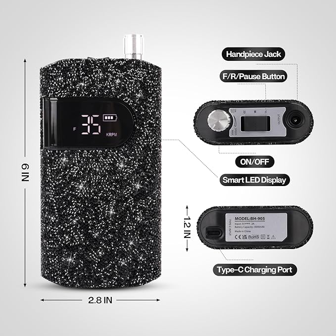 Lavinda Professional Nail Drill Machine, Electric Nail Drill Kit for Acrylic Gel Nails & UV Nail Lamp 54W Rechargeable Nail Dryer