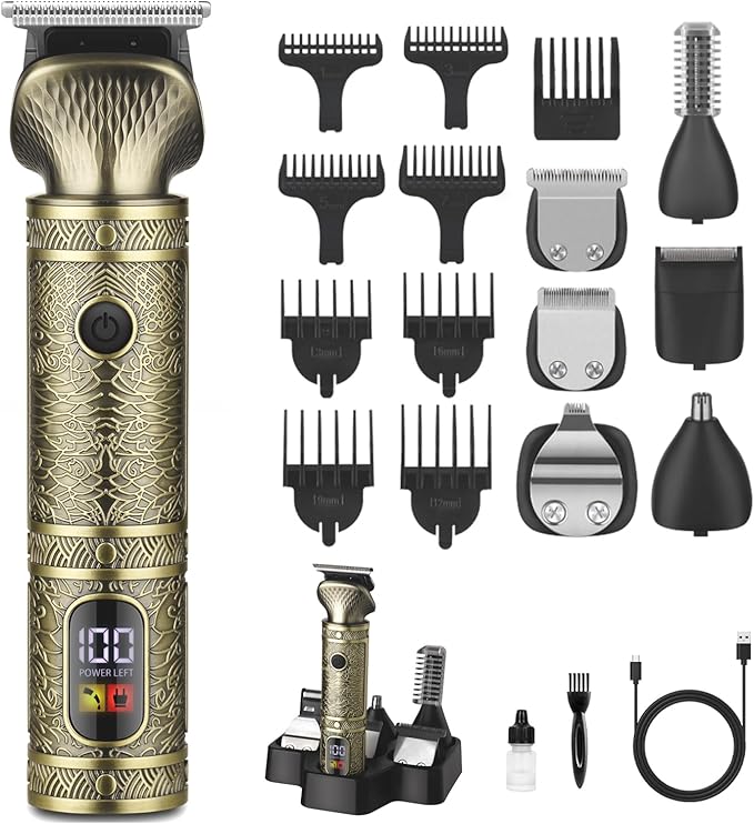 DSP Beard Trimmer for Men - Zero Gapped Trimmer, Shaving Kit for Face, Mustache, Body, Nose Hair; Cordless with Stand