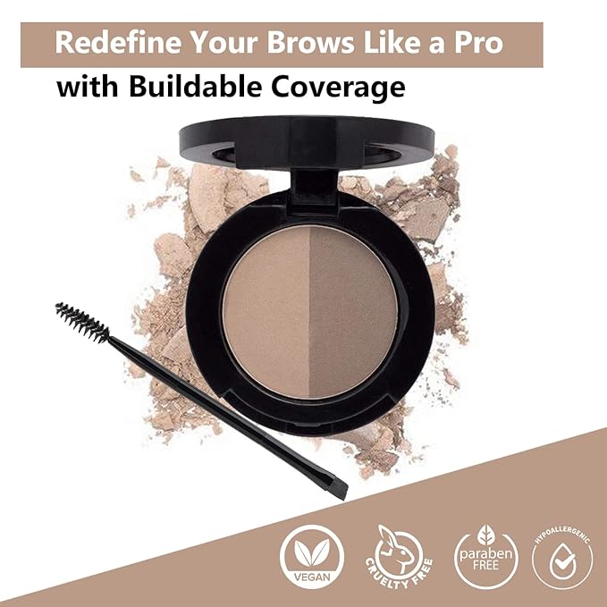 Mellow Cosmetics Brow Duo - Luminous Eyebrow Powder for Natural Looking, Voluminous Brows - Eyebrow Filler for Brows - Vegan Brow Definer - Taupe