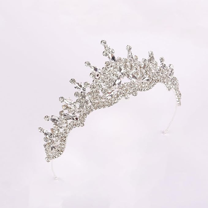 LIMELIA Women's Tiara for Henna Wedding Party|Glitter Hair Accessories for Bridal Birthday Pageant Prom Halloween Cos-play Christmas Party|Dence-Silver