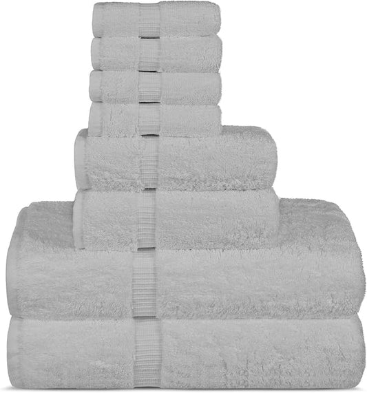 Chakir Turkish Linens Premium Cotton Absorbent Turkish Towels (8-Piece Towel Set, White)