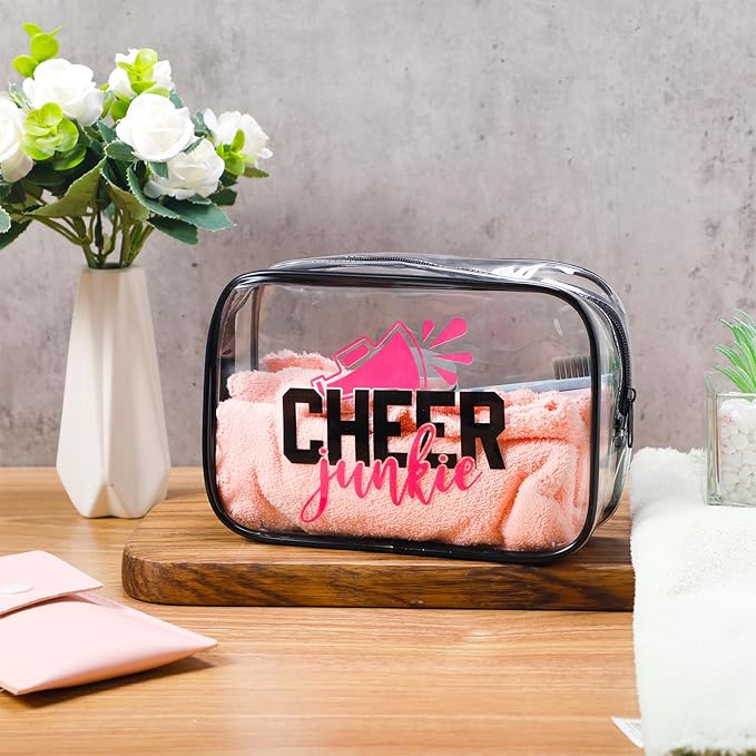 Abbylike 12 Pcs 7 x 4.7 x 2.4'' Cosmetic Bag Gifts Accessories for Makeup Bags PVC Cheer Case Clear Toiletry Zipper Pouch for Women Christmas Xmas