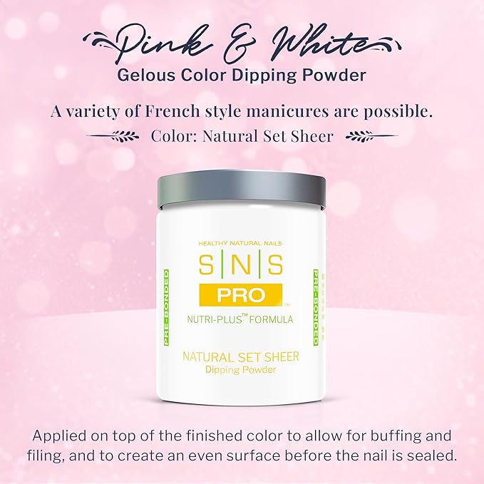 SNS Nail Dip Powder, Gelous Color Dipping Powder - Natural Set Sheer (Natural/Nudes, Sheer), PWNSS16 - Long-Lasting Acrylic Nail Color & Polish Lasts 14 Days - Odor-Free & No UV Lamp - 16 Oz