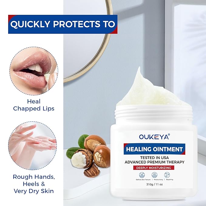 Healing Ointment, Advanced Therapy Skin Protectant, Multi-Purpose Healing Ointment and Body Moisturizer, For Dry, Cracked Skin, Minor Cuts and Burns, Soothes Cracked Hands and Chapped Lips