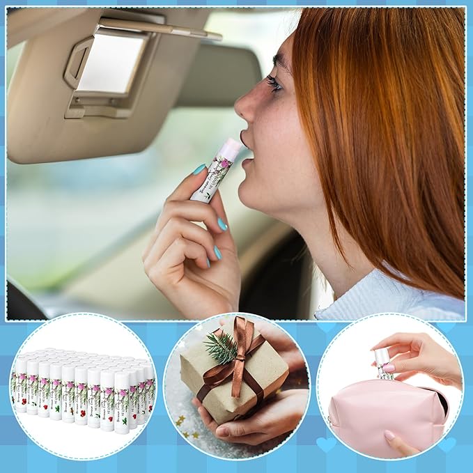 50 Pcs Lip Balm Bulk Christian Gift for Women Faith Religious Bible Verse Lip Balm Inspirational Gift Scripture Moisturizing Lip Care Product for Coworker Sister Teacher (Floral)