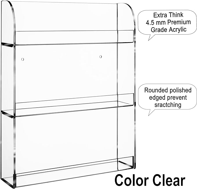 AMT Acrylic Nail Polish Racks for the Wall. CLEAR Nail Polish Display. Young Living Essential Oils Organizer. Holds up to 48 Btls. Plus a Microfiber Cloth for Cleaning Purposes (3 Tier- 48)