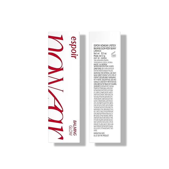 Espoir Lipstick Nowear Balming Glow #8 Rosy Bunny 0.1oz | Lightweight Moisturizing Lip | Long-Lasting Vibrant Color | Non-Sticky Softness for Chapped Lip Balm | Vegan Cruelty-Free | Korean Lip Makeup