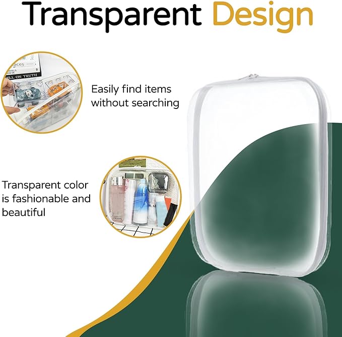 3PCS Zippered Transparent Cases for Snacks,Portable Waterproof Cosmetic Bag with Zipper,Clear Hard Shell Zipper Case for Cosmetic Storage, Putting Snacks, Pencil Case