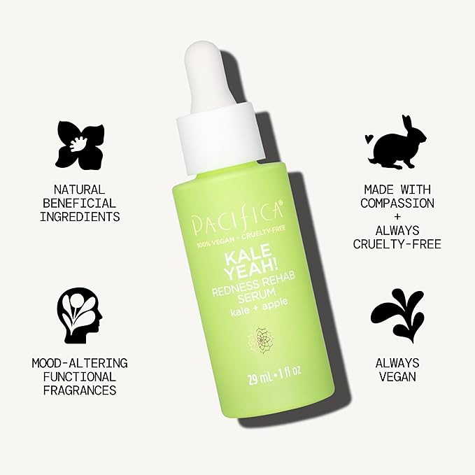 Pacifica Kale Yeah! Redness Rehab Serum – Niacinamide & Super Greens Face Serum to Calm Redness, Minimize Pores & Oil, Soothing Anti-Redness for Oily/Combination Skin Vegan Dermatologist Tested