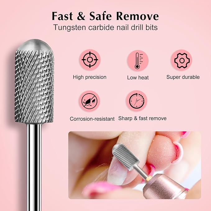 COSLUS Cordless Nail Drill Electric File & Nail Drill Bits Set 7pcs