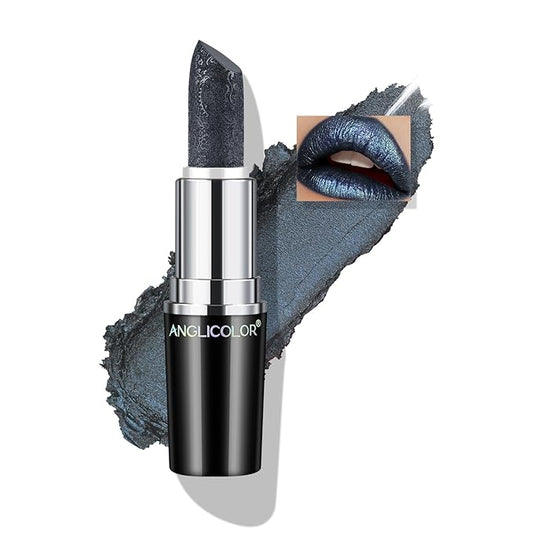 Glitter Black Lipstick,High Impact Lipcolor,Lightweight Hydrating Formula Smooth and Non-Sticky,Metallic Lipstick For Women,Full-Coverage Lip Color (08 MYSTICISM, 4g)