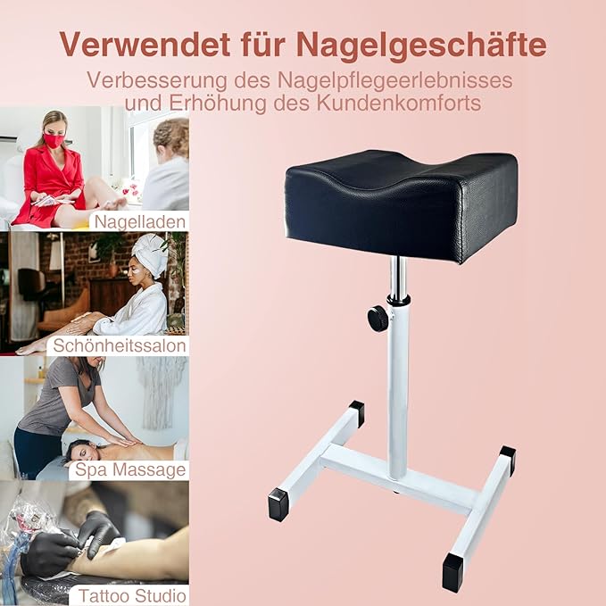 Pedicure Foot Rest,Height Adjustable Pedicure Chair,Non-Slip Pedicure Stool for Massage Office or Home,Black