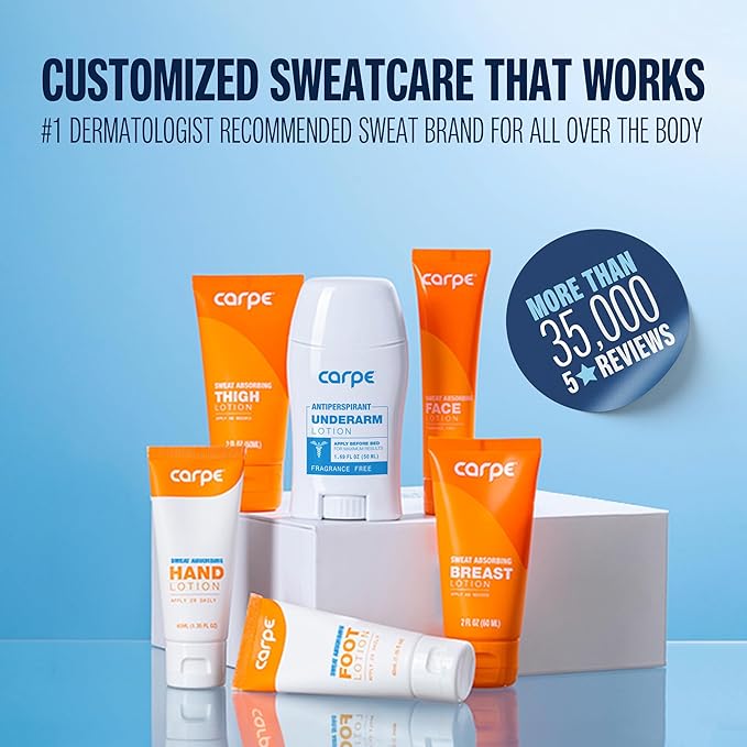 Carpe Sweat Absorbing Hand Lotion (Pack of 2), A dermatologist-recommended, non-irritating, smooth lotion that helps stop hand sweat, great for hyperhidrosis or excessive sweat (Original Eucalyptus)