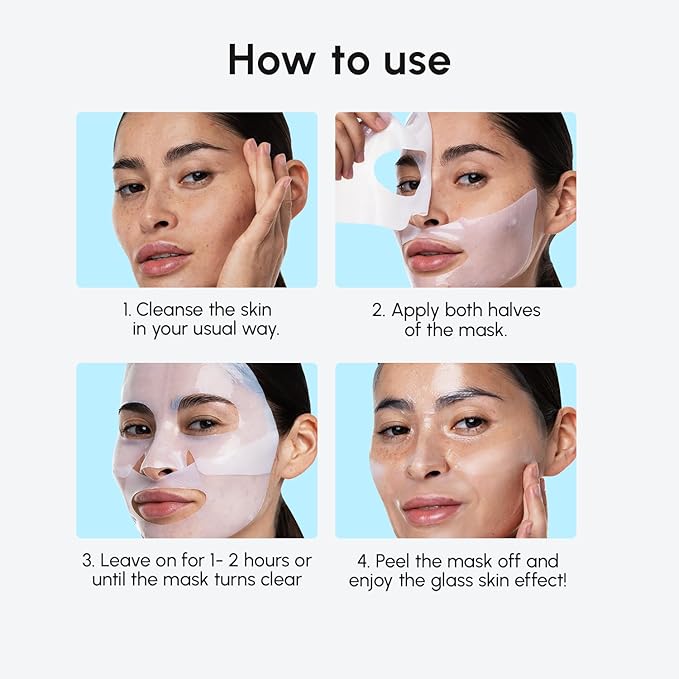 MAREE Hydrogel Collagen Facial Mask with Hyaluronic Acid — Hydrating Face Masks Skincare — Niacinamide, Amino Acids & Red Algae Extract — Facial Masks For Women — Mascarillas Para La Cara — 4 Count