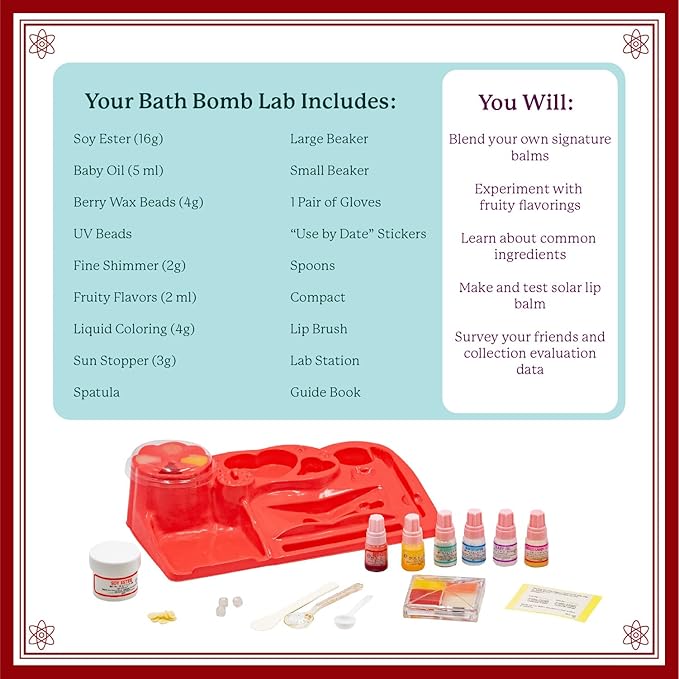 MindWare Science Academy Lip Balm Lab Kit | Includes 18pcs for DIY Lip Balms to Teach Kids & Teens Cosmetic Chemistry
