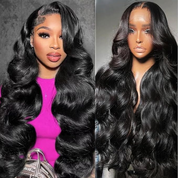 13x4 Body Wave Lace Front Wigs Human Hair Pre Plucked HD Lace Front Wigs Frontal Wigs for Women Glueless Wigs Human Hair Natural Black Color 24 Inch Body Wave Wig