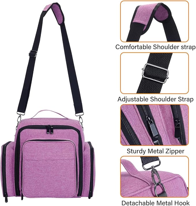 60 Bottles Nail Polish Organizer Box - Portable travel storage box with 2 detachable bags, designed for women's nail tools, essential oils and cosmetics sets Purple