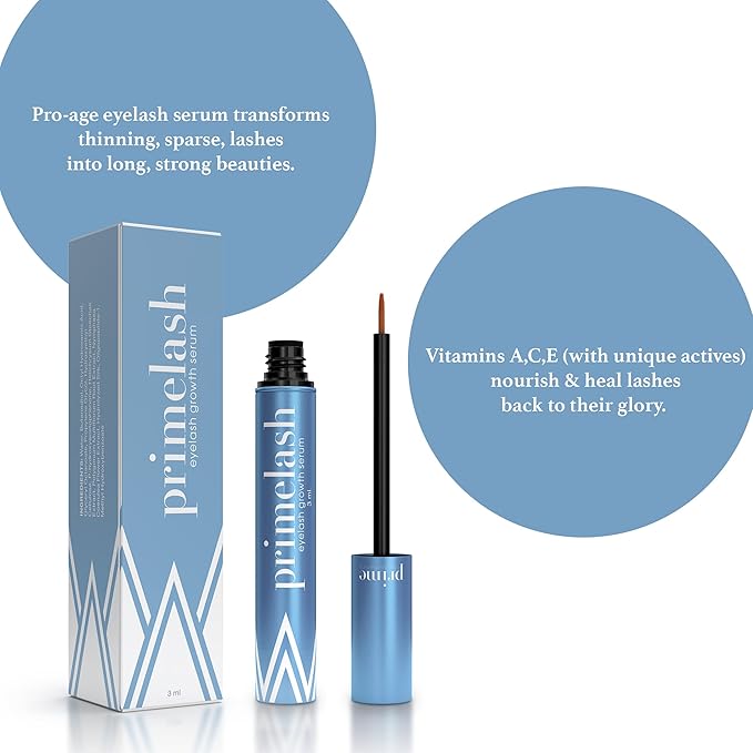 PrimeLash Growth Serum for Women Over 50 – Grow More Lashes – Thick, Strong, Lifted – in 1 Swipe a Night, Vitamin Infused, For Sensitive Eyes