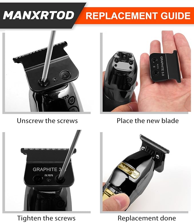 GRAPHITE 3.0 Replacement Blade for All FX787 & FX726 Trimmers, Ultra Precise FX707B Replacement Blades Compatible with BaByli*s* Trimmer Blades, Black