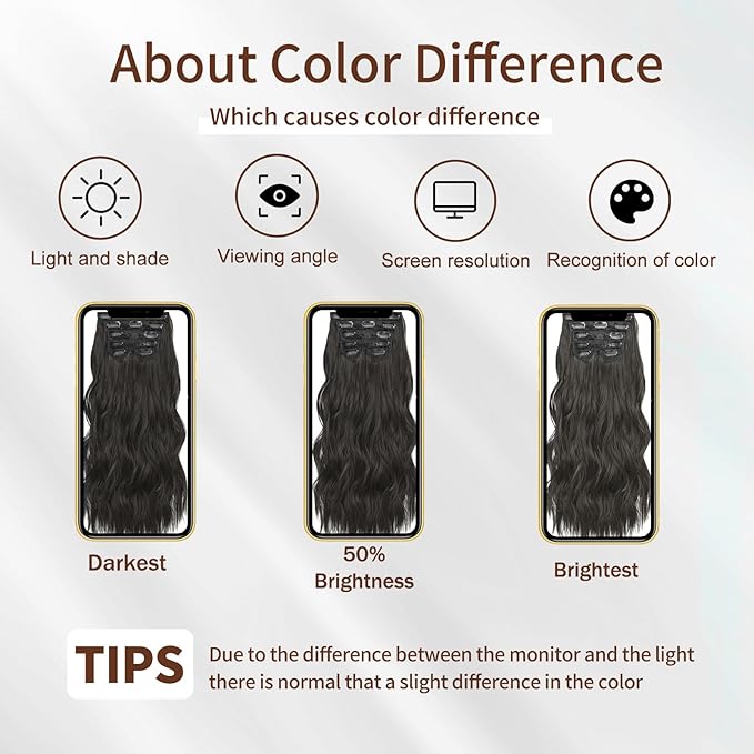 Clip in Hair Extensions for Women - 20 Inch Long Wavy Brown Extensions, 6PCS Black Brown Hairpieces that Blend Naturally with Your Real Hair (20 Inch, Black Brown)