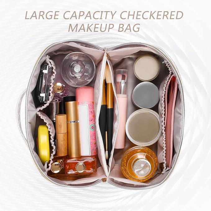 Travel Cosmetic Bag - Multifunctional Makeup Bag for Easy Access, Waterproof, Large-capacity, with Handle and Divider