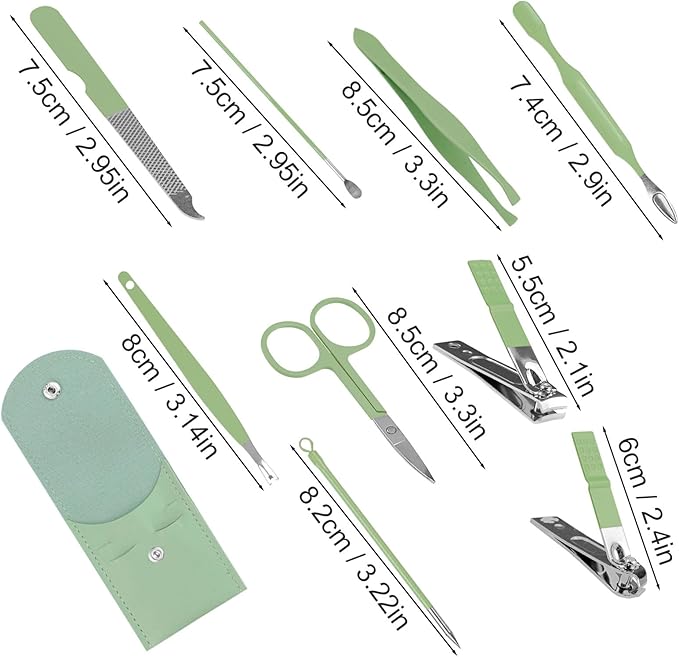 Manicure Set Bulk, Nail Clippers Kit Stainless Steel Fingernail Clippers Set, Sturdy Nail Tip Cutter Trimmers Professional Grooming Toenail Clippers Personal Pedicure Kits Gift (10 Pack 9 in 1)