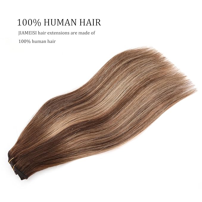 Clip in Hair Extensions Human Hair,#4/27 T4 Chocolate Brown to Caramel Blonde 18Inch 8pcs 120g 20Clips Remy Hair Extensions Straight Human Hair