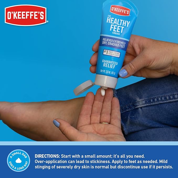 O'Keeffe's for Healthy Feet Foot Cream - 7 oz Tube (1 Pack) - Guaranteed Relief for Extremely Cracked, Dry Feet, Repairing Skincare, Instantly Boosts and Retains Moisture Levels
