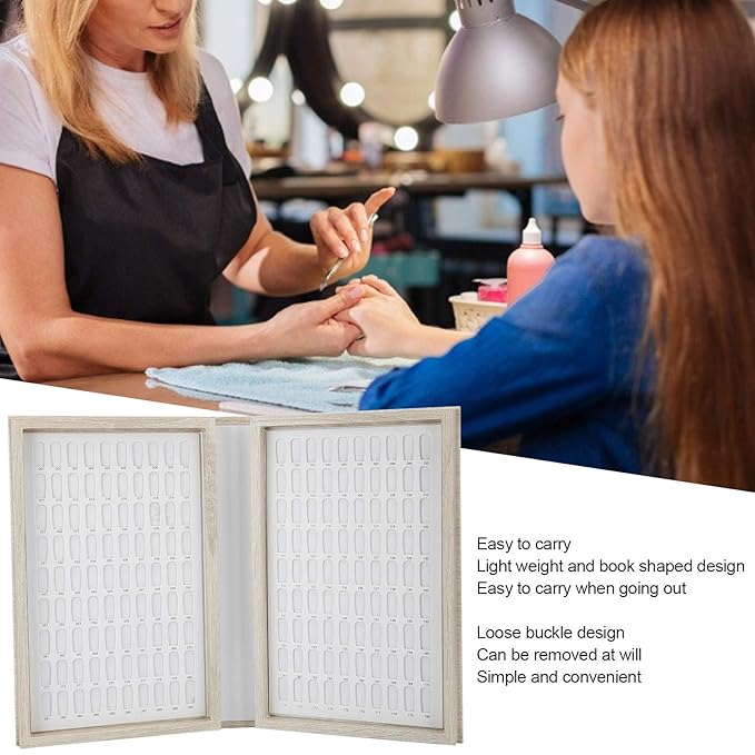 180 Colors Nail Color Card Book - Wood Nail Gel Polish Display Book False Nail Tip Display Board Reusable Nail Practice Design Board Nail Color Swatches Color Design Chart Card (02)