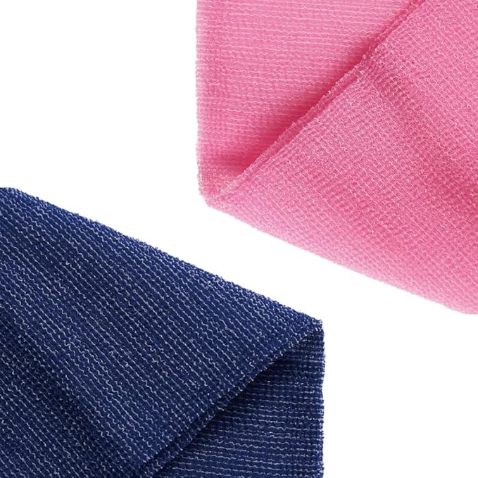 Extra Rough, Exfoliating Washcloth [Made in Japan] Exfoliating Towel Special Texture Makes Fluffy Foam Lather, Back Scrubber, Dead Skin Cell Remover [Loofah for Women and Men] (2pcs Set(Blue, Pink))