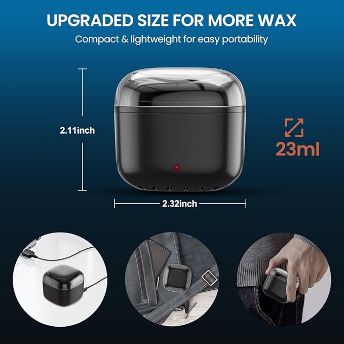 Nose Wax Kit Men, Nose Ear Hair Waxing Kit with 100g Wax, 40 Sticks, Nose Ear Hair Removal Kit, USB Fast Heat, Smart Constant Temp, Upgraded Size, Multi-Accessories, Black