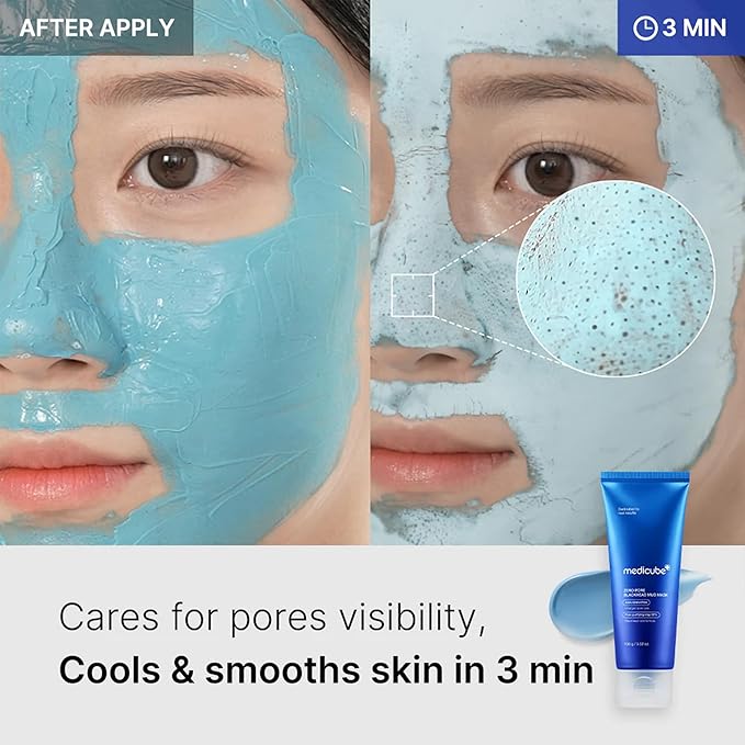 medicube Korean Viral Glass Skin Faical Mask Duo: Collagen Overnight Wrapping Peel Off Facial Mask Pack & Zero Pore Blackhead Mud Facial Mask & Jelly Brush