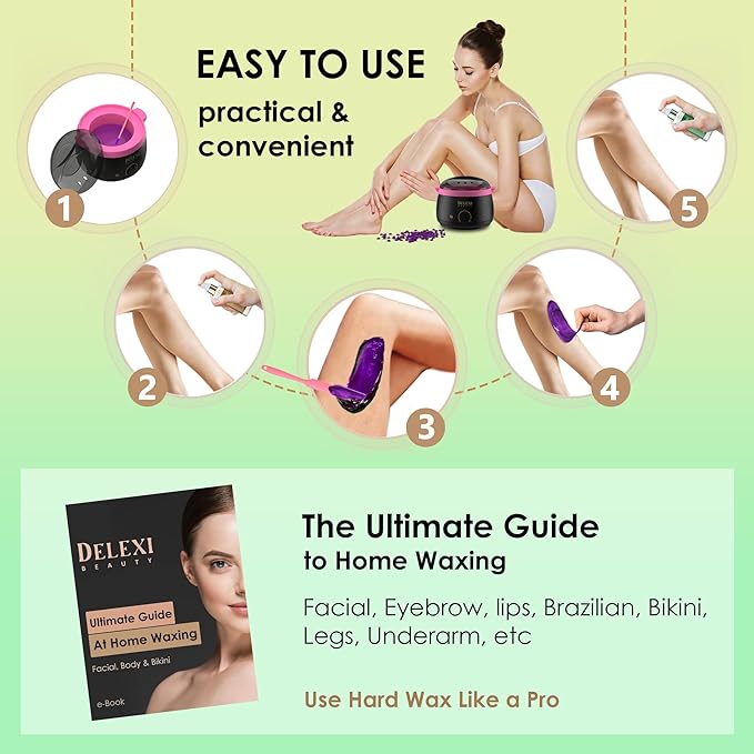 All-in-one Waxing Kit for Women +5 Pack Salon Quality Wax for Full Body Hair Removal - Ideal for Bikini, Brazilian, Underarms, Legs, Eyebrows, Chest, Back, and Mustache - For Sensitive Skin
