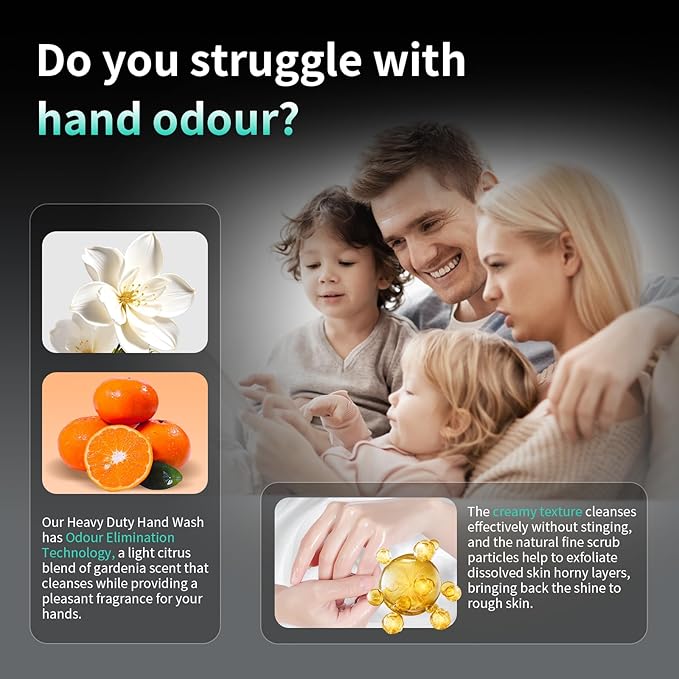 30s Fast Clean Industrial Hand Cleaner for Mechanics - 2X Concentrated Formula Mechanic hand Soap to Absorb Tough Grease, Oil, Paint & Dirt, Odour-removing (17.6oz)