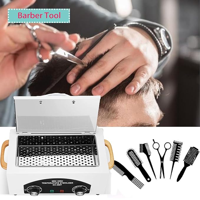 High Temperature Cleaning Box with Timer, Nail Salon Metal Tool Cleaning Box with Handle, 110V 300W 1.5L Dry Heat Cabinet with Stainless Tray for Beauty Hair Nail Metal Tools Cleaning…