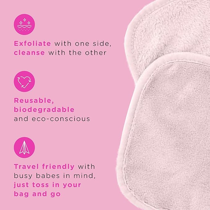 ERASE YOUR FACE Eco-Friendly Makeup Remover Cloths - Reusable Microfiber Face Towels to Cleanse & Remove Makeup - Water Activated, Dual-Sided Design for Easy Use - Eco-Friendly Packaging (4 Count)