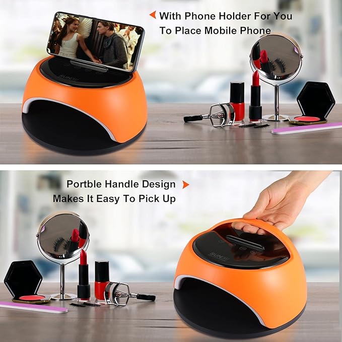 UV LED Nail Lamp, 360 W High Power UV Nail Dryer with Phone Holder Professional Nail Gel Polish Dryer Curing Lamp,with Auto Sensor 60 Beads Suitable for Fingernail and Toenail 1