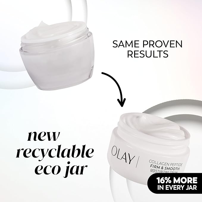 Olay Firm & Smooth Collagen Peptide Face Moisturizer, 2 oz Fragrance Free Firming Face Cream for Hydration and Skin Renewal, Recyclable Eco Jar Packaging
