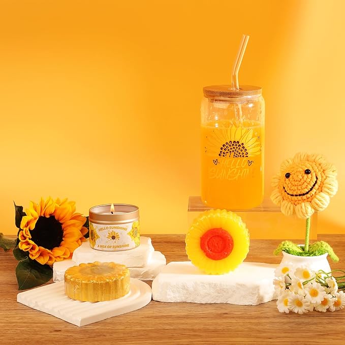 Sunflower Gifts for Women, Get Well Soon Gift Basket for Women,15pc Care Package Feel Better Gift, Surgery Wellness Kit, Thinking of You Sunshine Birthday Box for Her Mom Friend Coworkers Teacher Wife