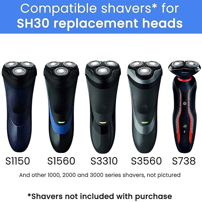 SH30 Replacement Heads for Philips Norelco Electric Shaver Series 1000, 2000, 3000 and S738 with Durable Sharp Blade, 9-pc Pack