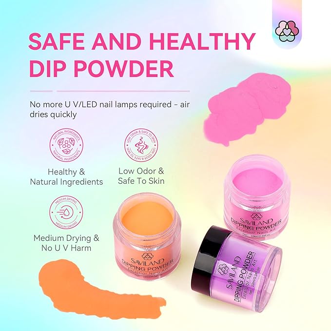 SAVILAND Dip Powder Nail Kit Starter: 29 PCS Set for All Seasons With 15 ml Liquid, Base Top Coat Activator for French Nail Art Manicure DIY Salon - Ideal Gift Set