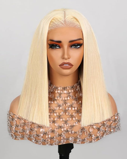 Arabella 613 Blonde Bob Wig Human Hair 613 Lace Front Wig Human Hair 13X4 Lace Front Bob Wig Human Hair 210% Density Pre Plucked With Baby Hair 613 Bob Wigs Human Hair (10 inch, 13x4 Blonde Bob)