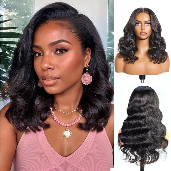 U Part Human Hair Wig Body Wave U Part Wig Human Hair for Black Women Glueless Wigs Human Hair Clip Upgrade Natural Hair Wig Beginner Friendly Middle Part 180% Density 16inch