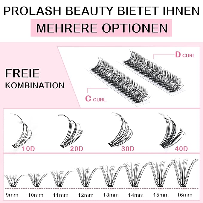 280 Pcs Individual Lashes 30D-C-0.07-9-16mix Cluster Lashes 10D 20D C D Curl Wispy Lashes Bottom Lashes DIY Lashes At Home（30D-C-0.07-9-16mix）