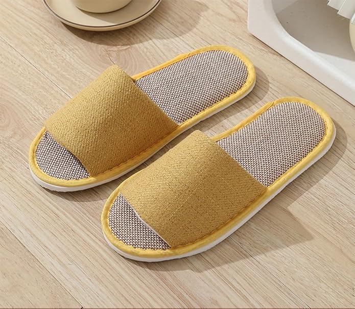5-6 Pairs Spa Slippers, Non Slip Disposable Slippers for Guest, Washable Foldable Indoor Slippers, Open Toe Linen Spa Slippers for Women Men