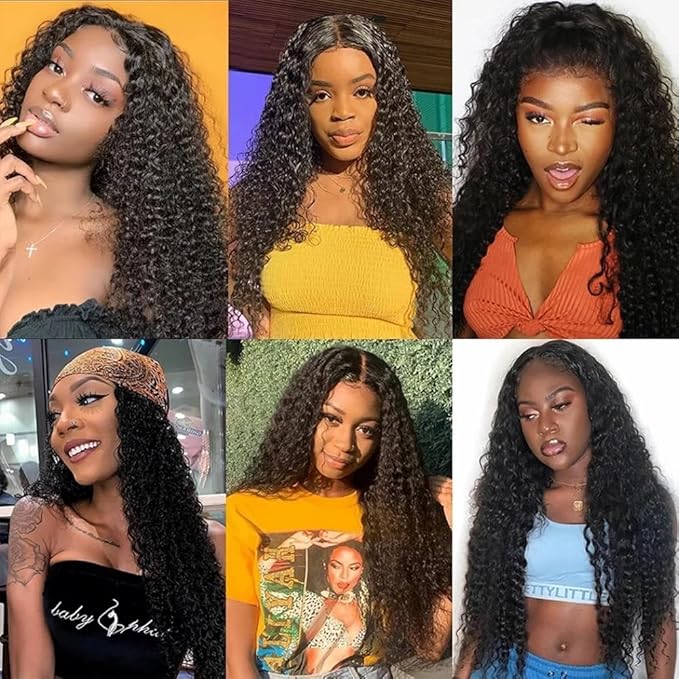 Color 1B Human Hair Bundles Curly Bundles Natural Color Curly Weave Brazilian Human Hair Weave Extensions Soft and Silky for Black Women 20 22 24 Inch