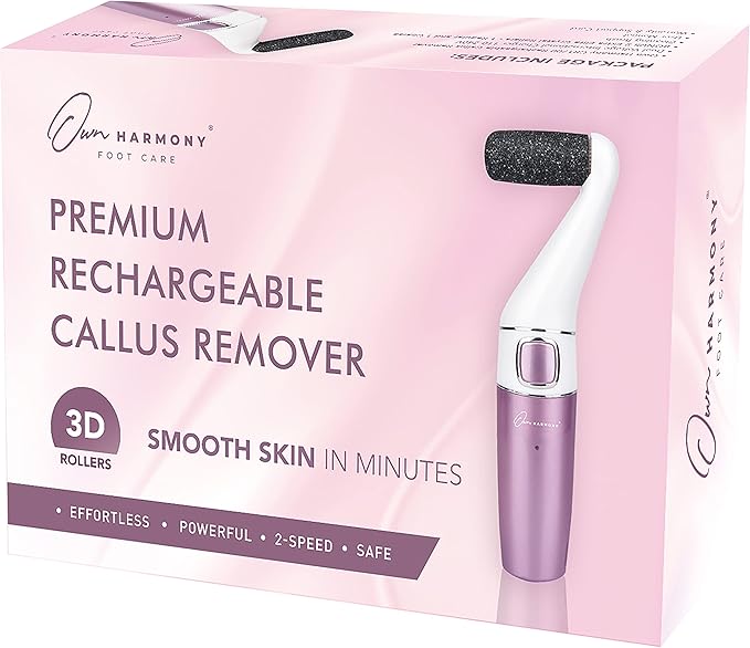 Electric Callus Remover for Feet: Professional Foot Care for Women by Own Harmony - Rechargeable Pedicure Tools - Electronic Foot File Pedi Sander - Best for Hard, Dry, Dead, Cracked Skin (3 Rollers)