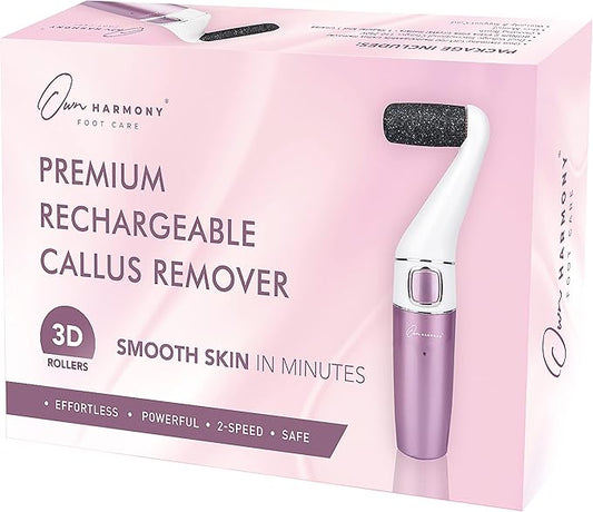Electric Callus Remover for Feet: Professional Foot Care for Women by Own Harmony - Rechargeable Pedicure Tools - Electronic Foot File Pedi Sander - Best for Hard, Dry, Dead, Cracked Skin (3 Rollers)
