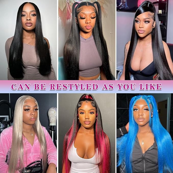 30 Inch Straight Lace Front Wigs Human Hair 13x6 HD Transparent Lace Front Human Hair Wigs for Women Glueless Brazilian Virgin Hair Lace Frontal Wig 200% Density Pre Plucked with Baby Hair