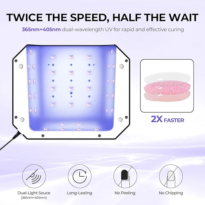 Lavinda 54W UV Nail Lamp, Professional LED Nail Lamp UV Light for Gel Polish Nails, Fast Drying Nail Dryer Nail Light with 4 Timers Large LCD Display, Salon & Home Use for Women Mom Girlfriend